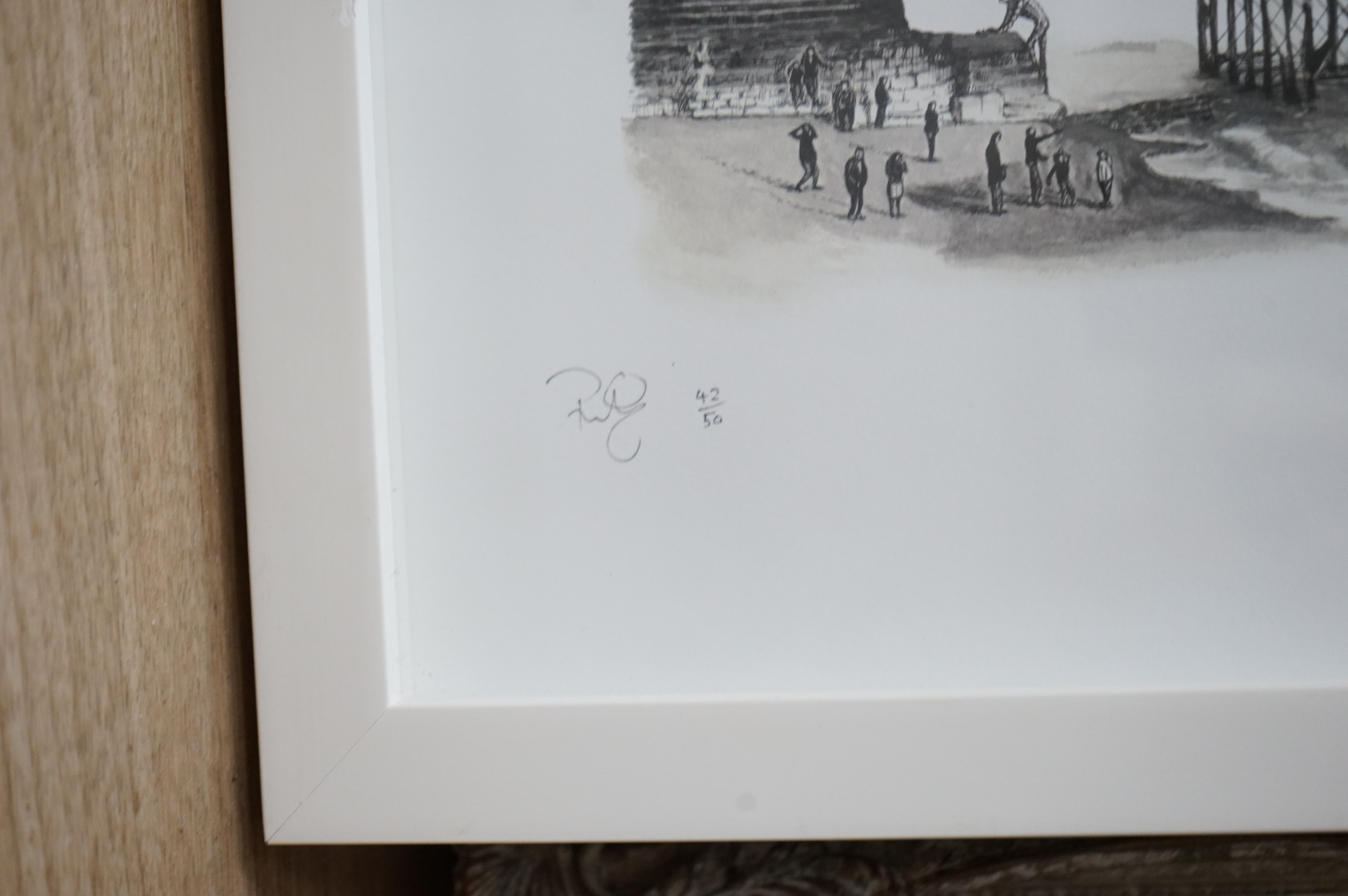 Richard Berner (contemporary), gicleé print, 'The fish mans secret ascent, Brighton Pier', signed in pencil and limited edition 42/50, 37 x 123cm